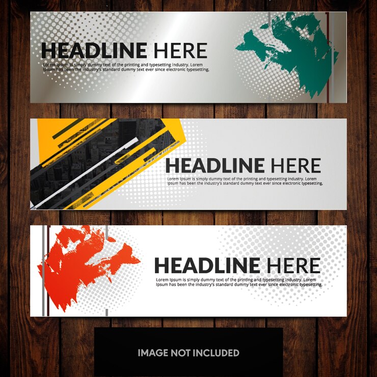 Abstract corporate banner design templates with dotted pattern on grey and white background