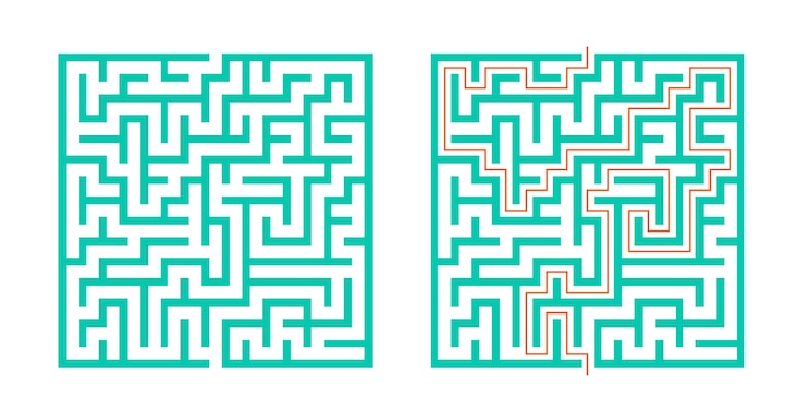 Vector Gratis abstract labyrinth puzzle game banner solve the mystery