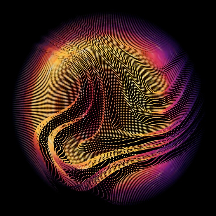 Vector Gratis abstract vector colorful mesh sphere on dark.