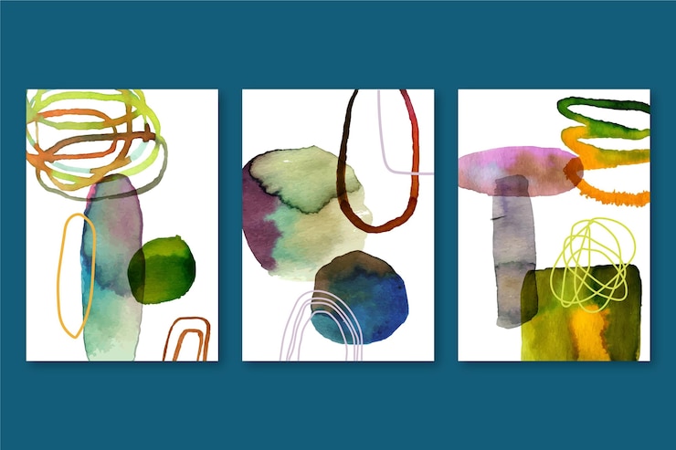 Vector Gratis abstract watercolor covers pack with different shapes