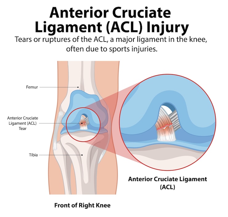 Vector Gratis acl injury and knee anatomy