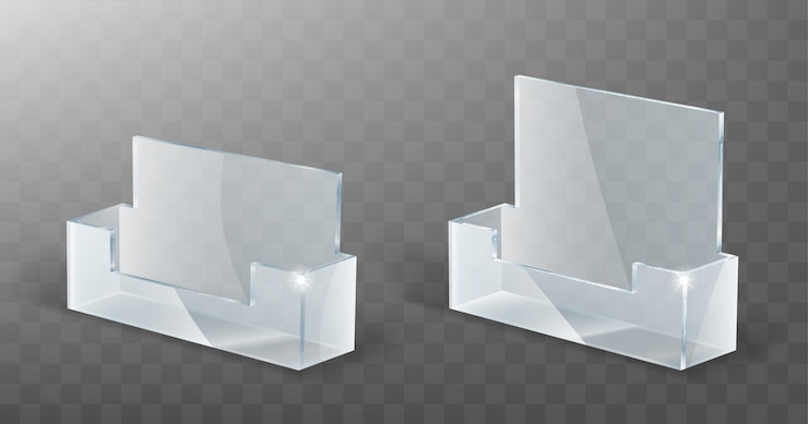 Vector Gratis acrylic card holder, glass plastic display stand