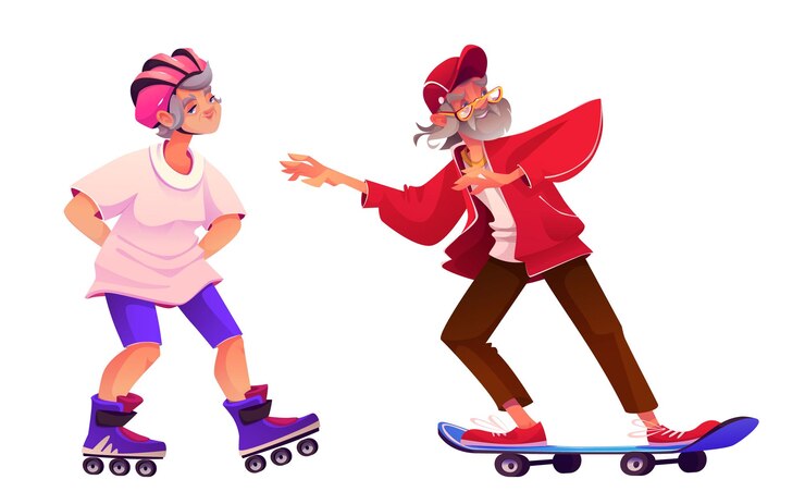 Vector Gratis active senior woman and man doing sport