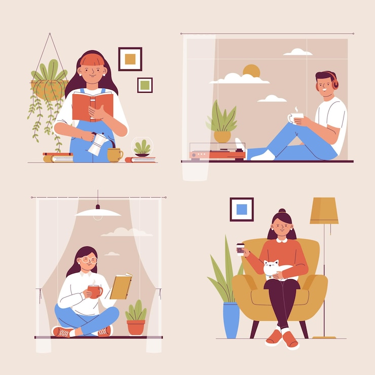 Vector Gratis adegan gaya hidup hygge datar digambar tangan