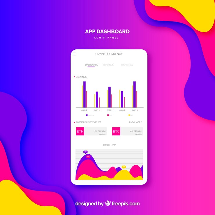 Vector Gratis admin app dashboard template with flat design