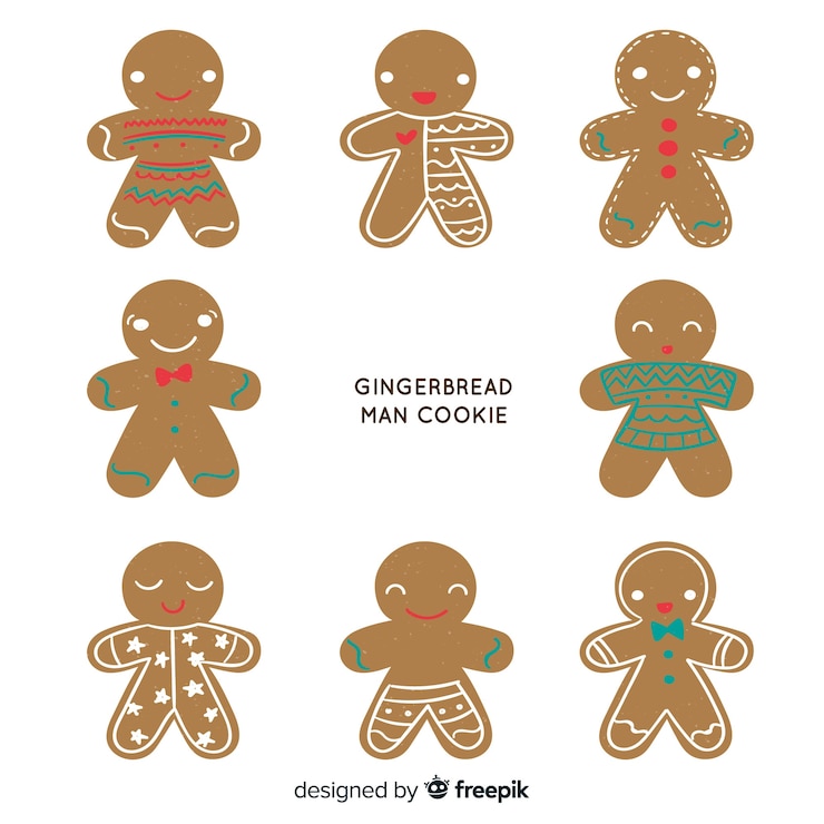 Vector Gratis adorable gingerbread man pack