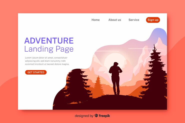 Vector Gratis adventure landing page with forest