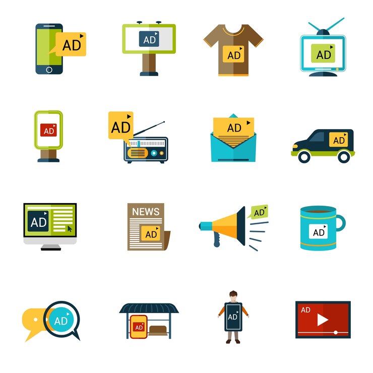 Vector Gratis advertising icons set