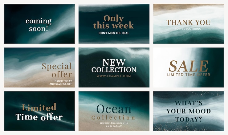 Vector Gratis aesthetic ocean sale templates vector social media banners set
