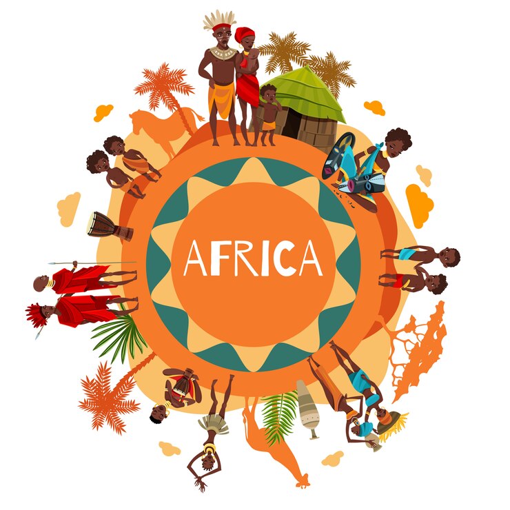 Vector Gratis african cultural symbols round composition poster 