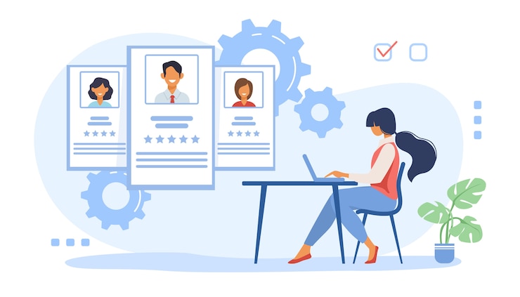 Vector Gratis agen perekrutan menganalisis kandidat
