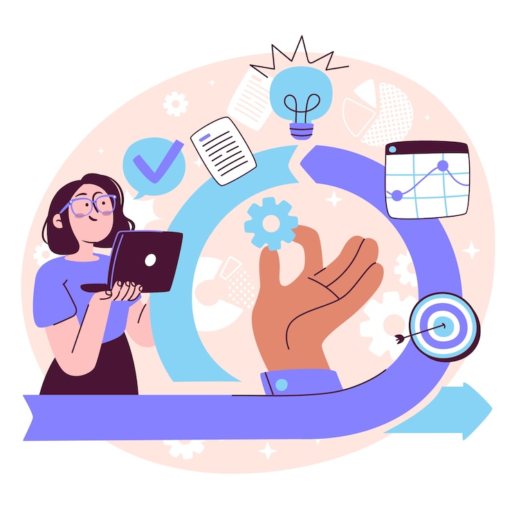 Vector Gratis agile development cycle concept illustration