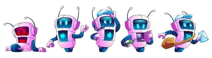 Vector Gratis ai robot with hands on wheel in different poses