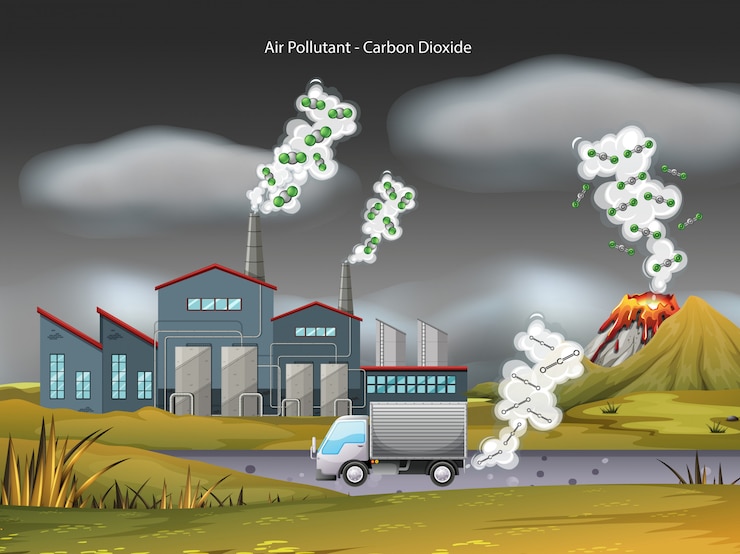 Vector Gratis air pollution with factory and car