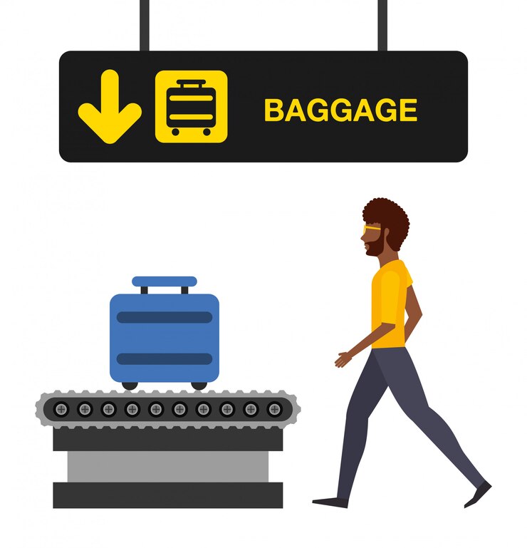 Vector Gratis airport concept illustration, man in airport baggage terminal 