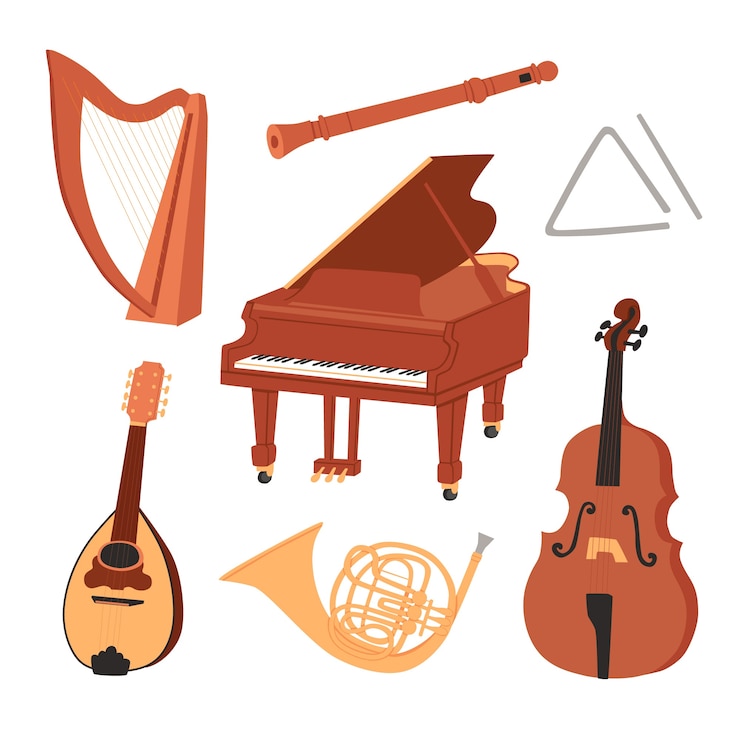Vector Gratis alat musik yang digambar tangan