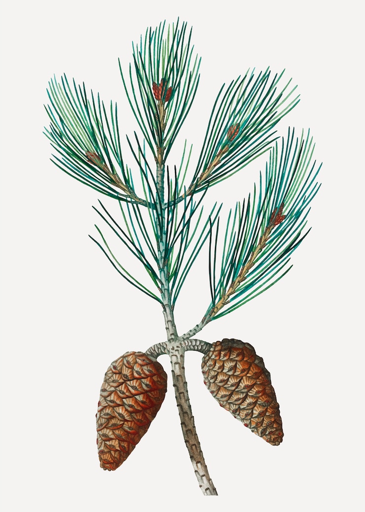 Vector Gratis aleppo pine tree branch