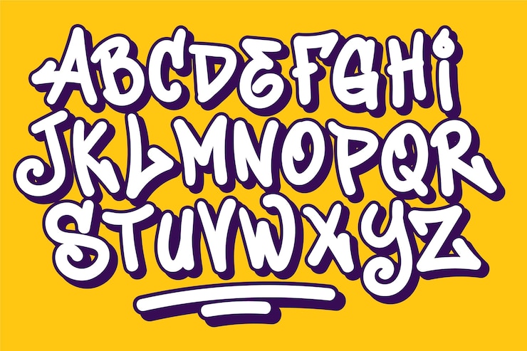 Vector Gratis alfabet gaya grafiti