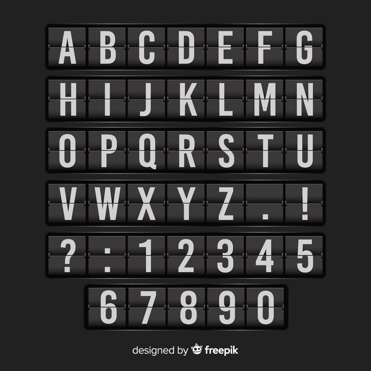 Vector Gratis alfabet gaya papan skor realistik