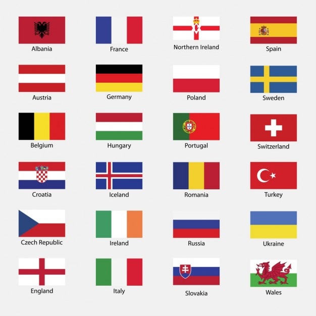 Vector Gratis all country flags of euro cup