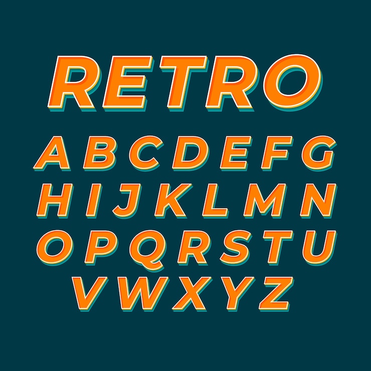 Vector Gratis alphabet 3d retro design