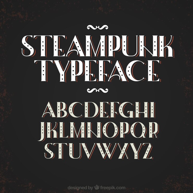 Vector Gratis alphabet in steampunk style