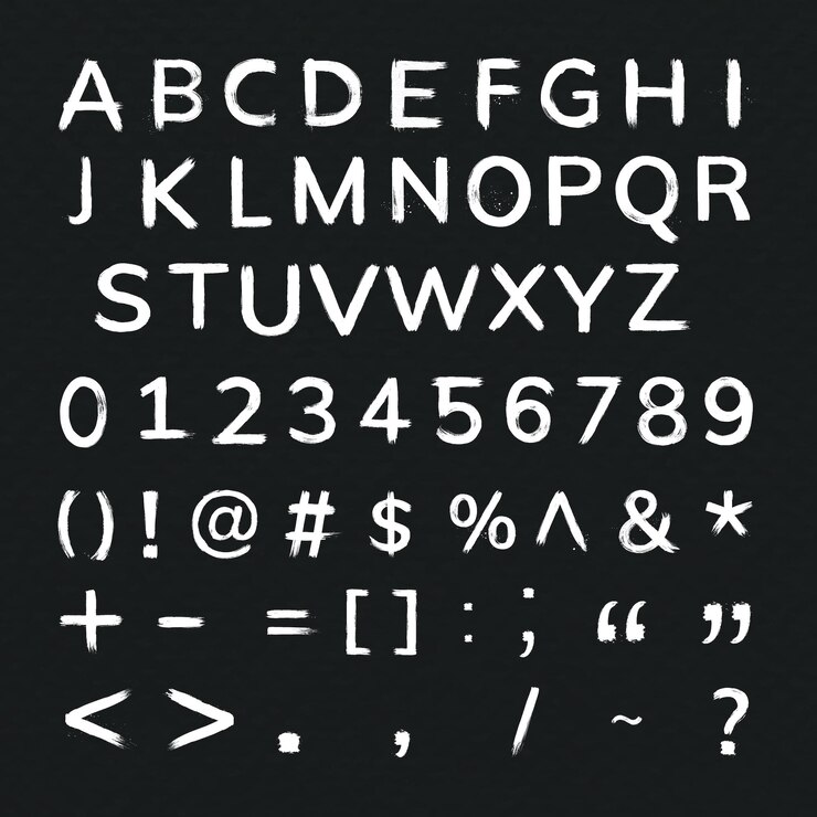 Vector Gratis alphabet,numbers,symbols grunge brush stroke typography set