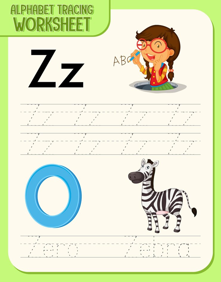 Vector Gratis alphabet tracing worksheet with letter z and z