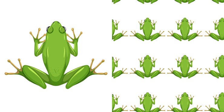 Vector Gratis american green tree frog isolated on white background and seamless
