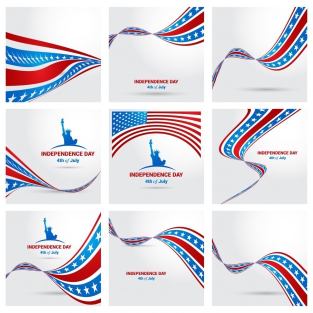 Vector Gratis american independence day wave background set