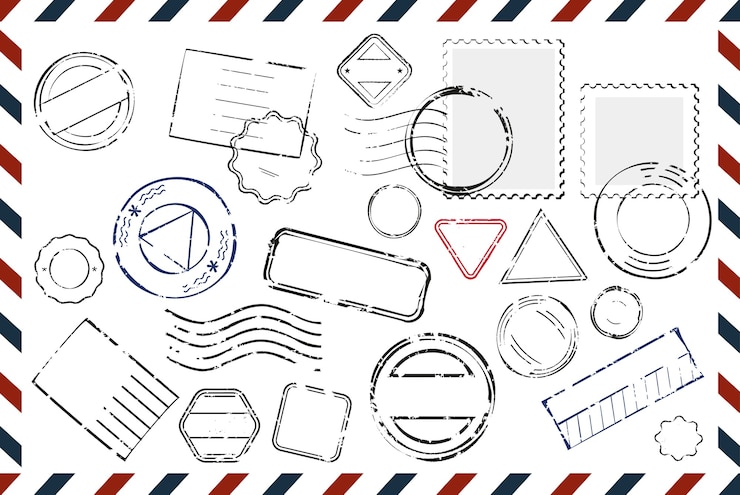 Vector Gratis amplop dengan komposisi stempel kosong