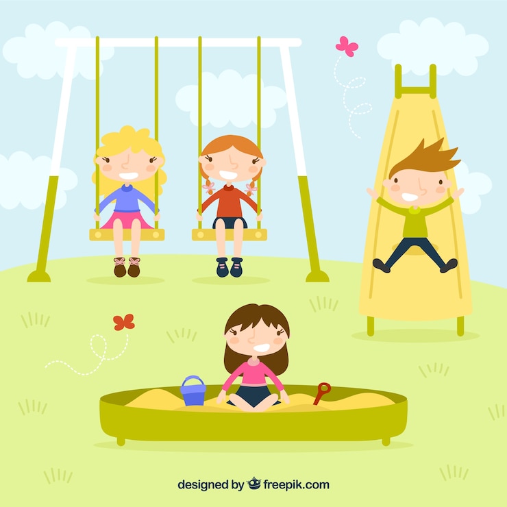 Vector Gratis anak-anak bermain di taman