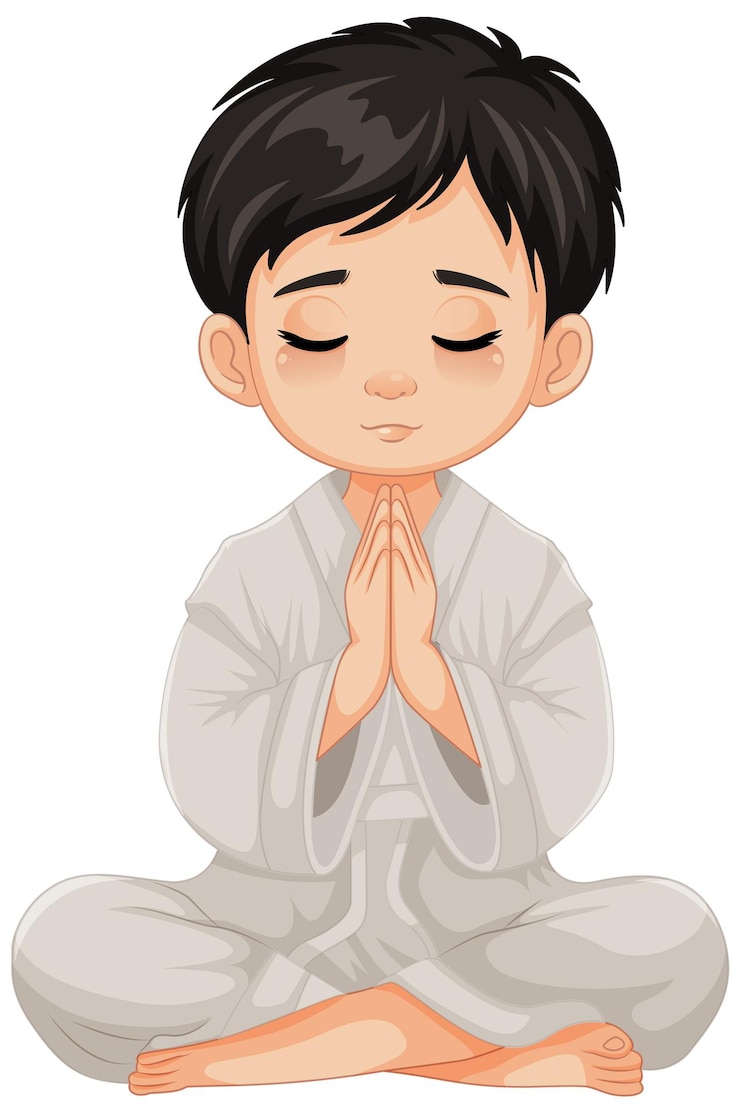 Vector Gratis anak laki-laki berdoa dan bermeditasi