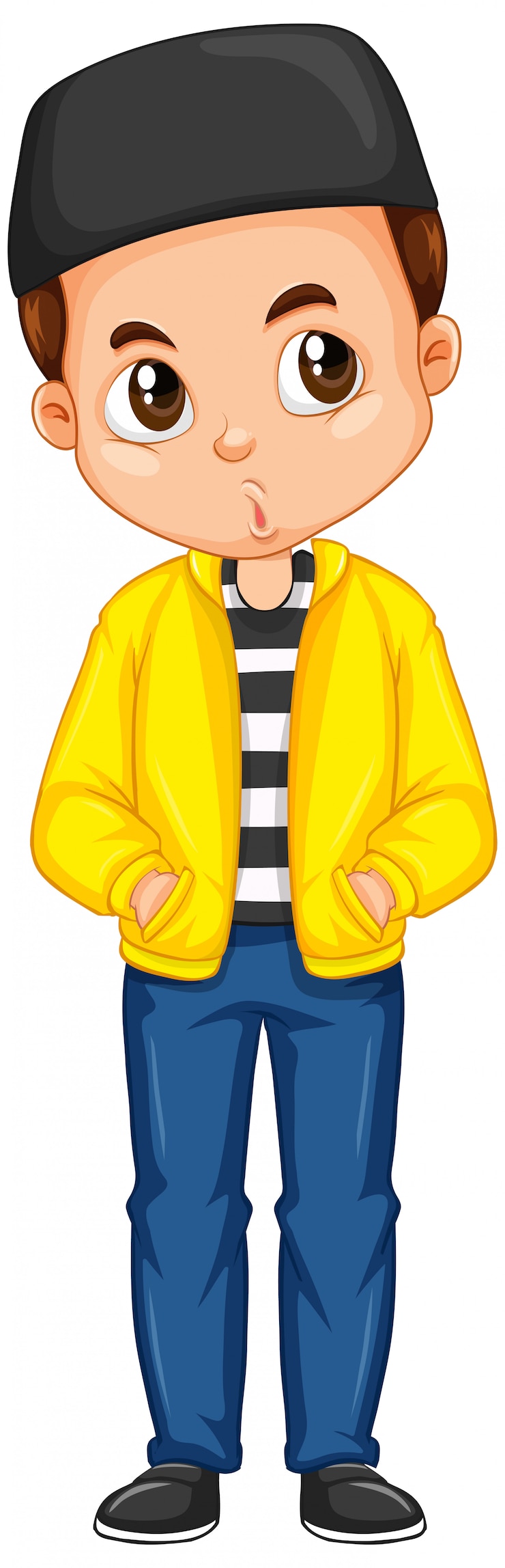 Vector Gratis anak laki-laki berjaket kuning terisolasi