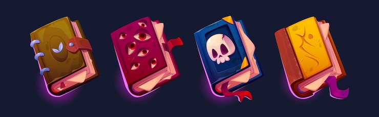 Vector Gratis ancient magic spell books set