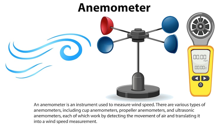 Vector Gratis anemometer device used for measuring wind speed