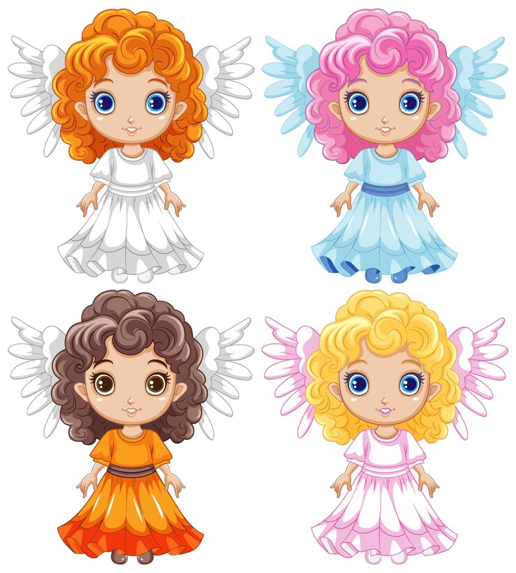 Vector Gratis angel girl with wings cartoon character