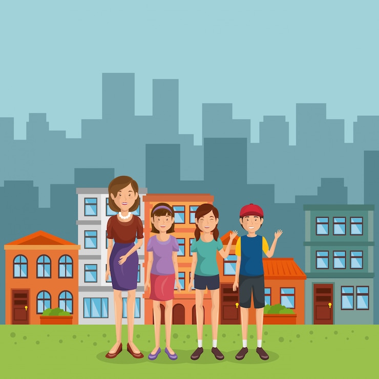 Vector Gratis anggota keluarga di taman