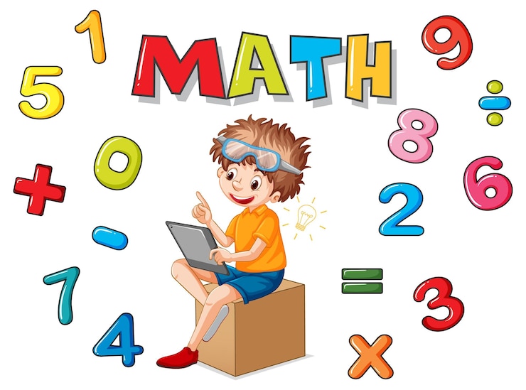 Vector Gratis angka 0 hingga 9 dengan simbol matematika