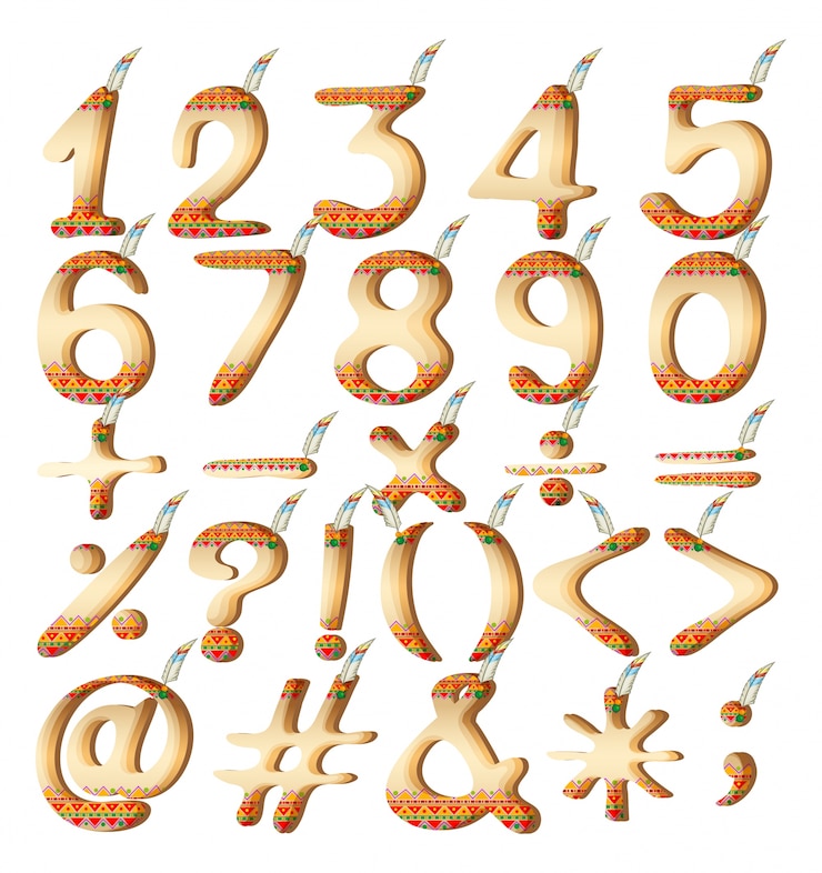 Vector Gratis angka numerik dalam karya seni india