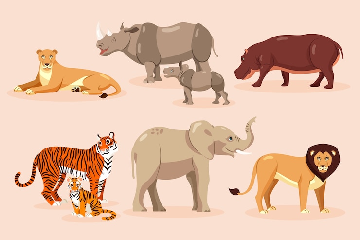 Vector Gratis animals hand drawn flat animal collection