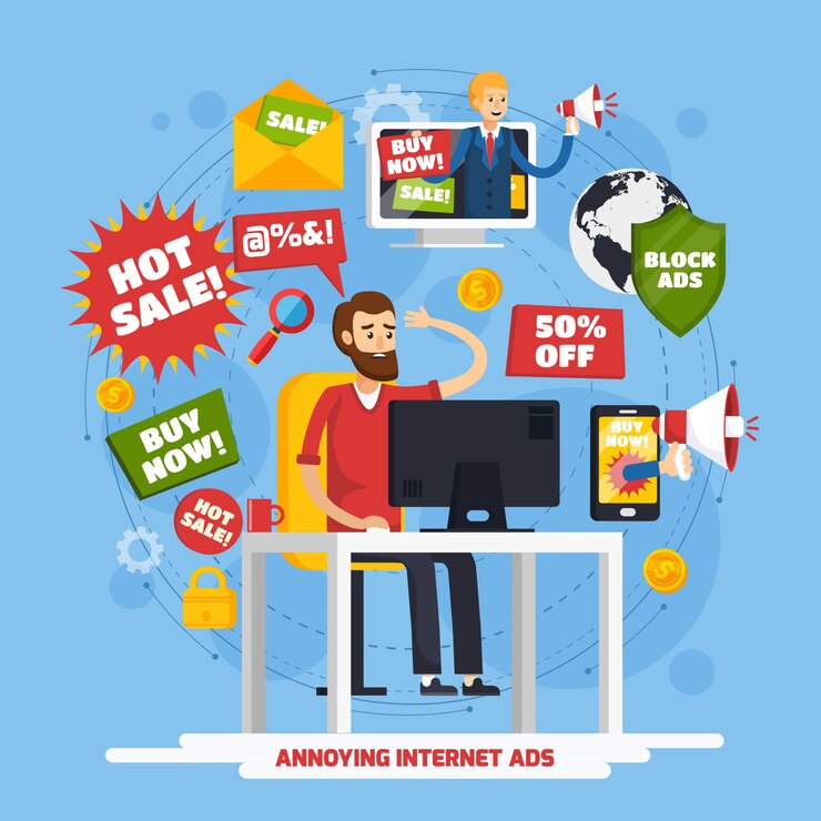 Vector Gratis annoying intrusive advertisement composition