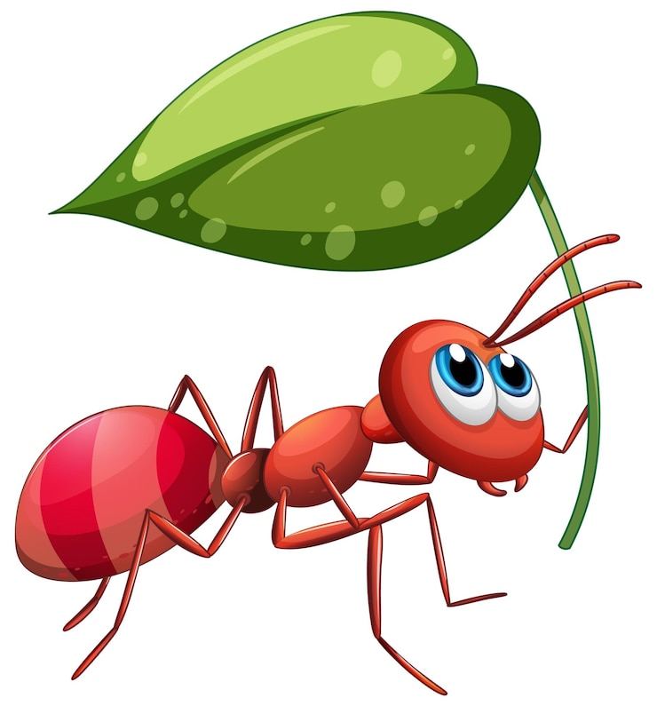 Vector Gratis ant holding green leaf