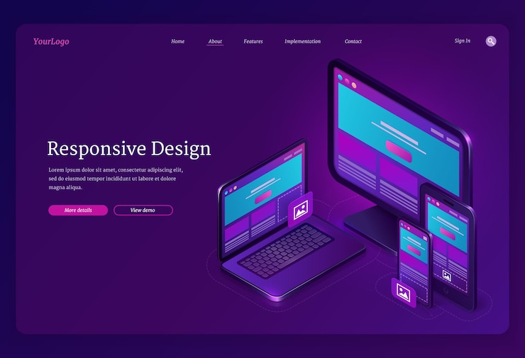 Vector Gratis antarmuka pengguna isometrik desain responsif