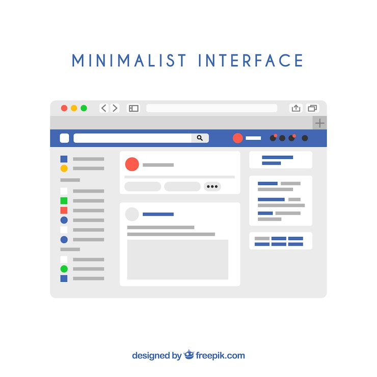 Vector Gratis antarmuka web facebook dengan desain minimalis