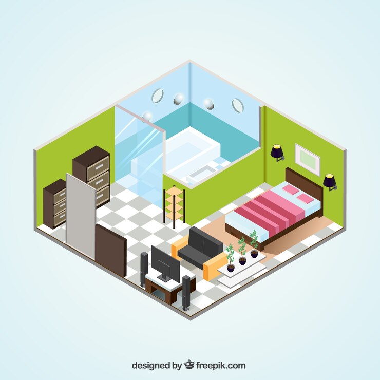 Vector Gratis apartment interior in isometric design