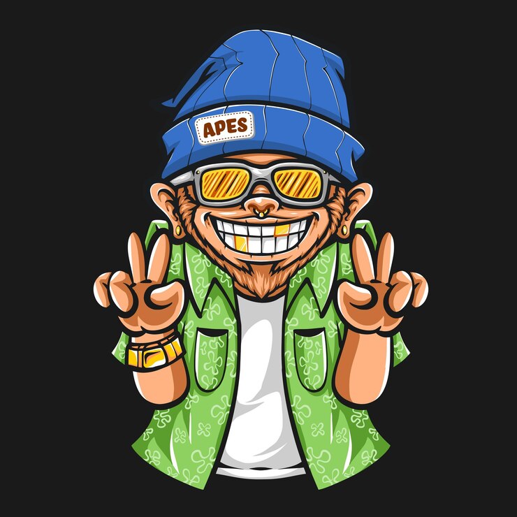 Vector Gratis ape wearing summer outfit character