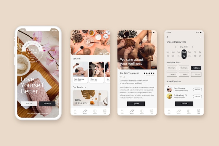 Vector Gratis aplikasi pemesanan salon kecantikan