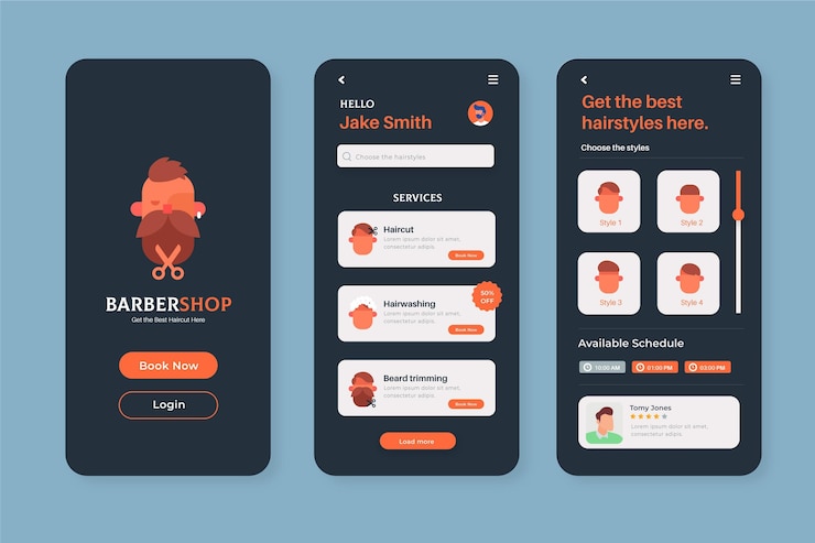 Vector Gratis aplikasi pemesanan tempat cukur rambut