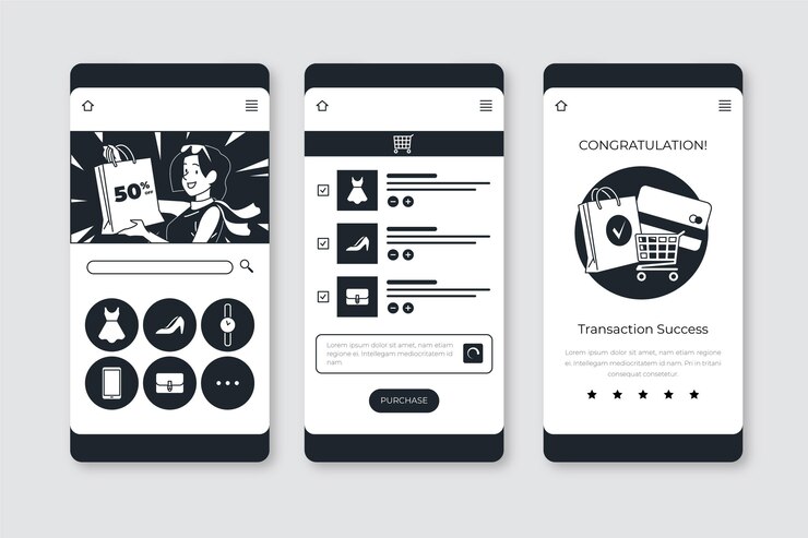 Vector Gratis aplikasi tanpa warna digambar tangan dalam desain datar